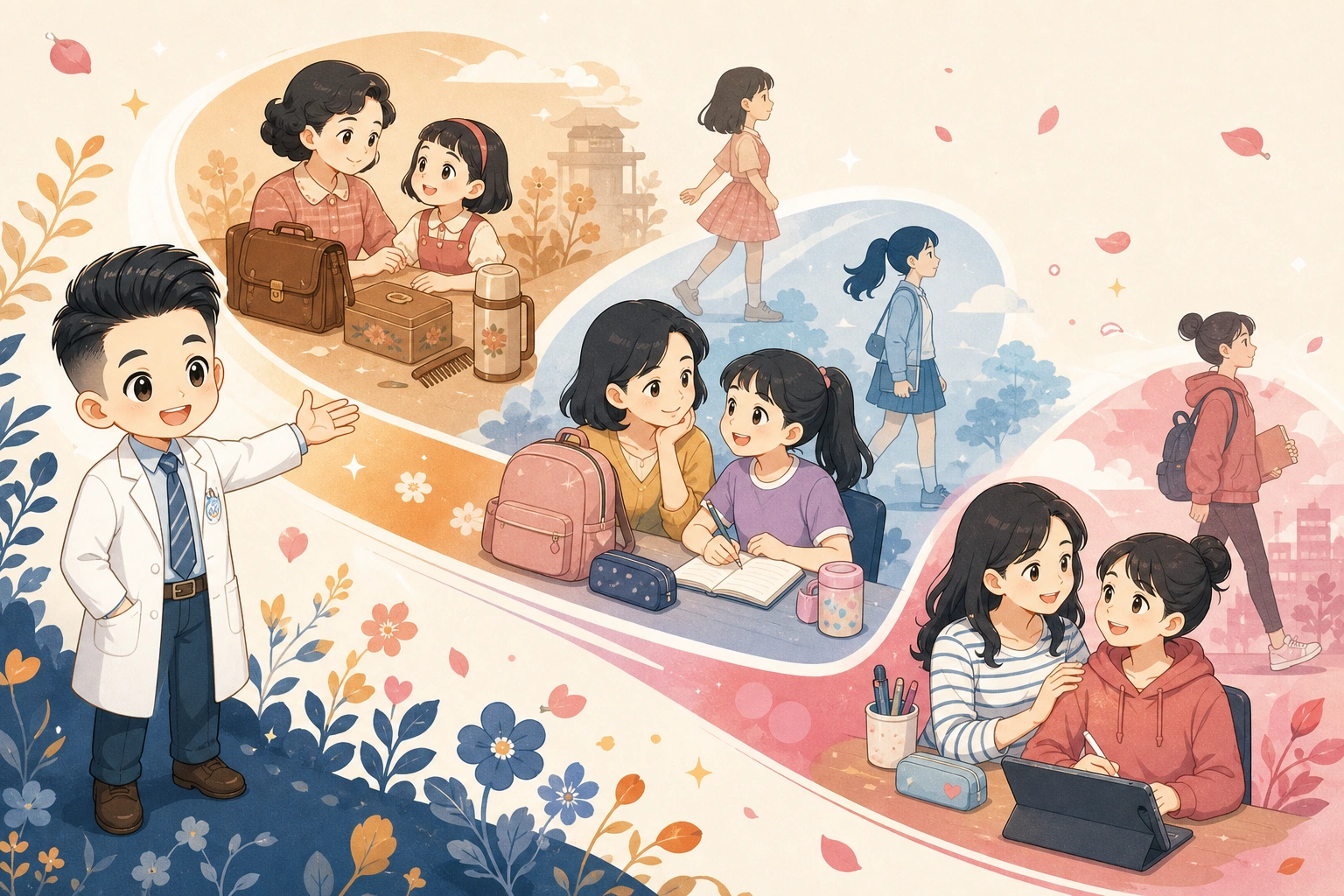 大花醫師整理台灣女性初經年齡自 1943 至 1989 年出生世代的下降趨勢