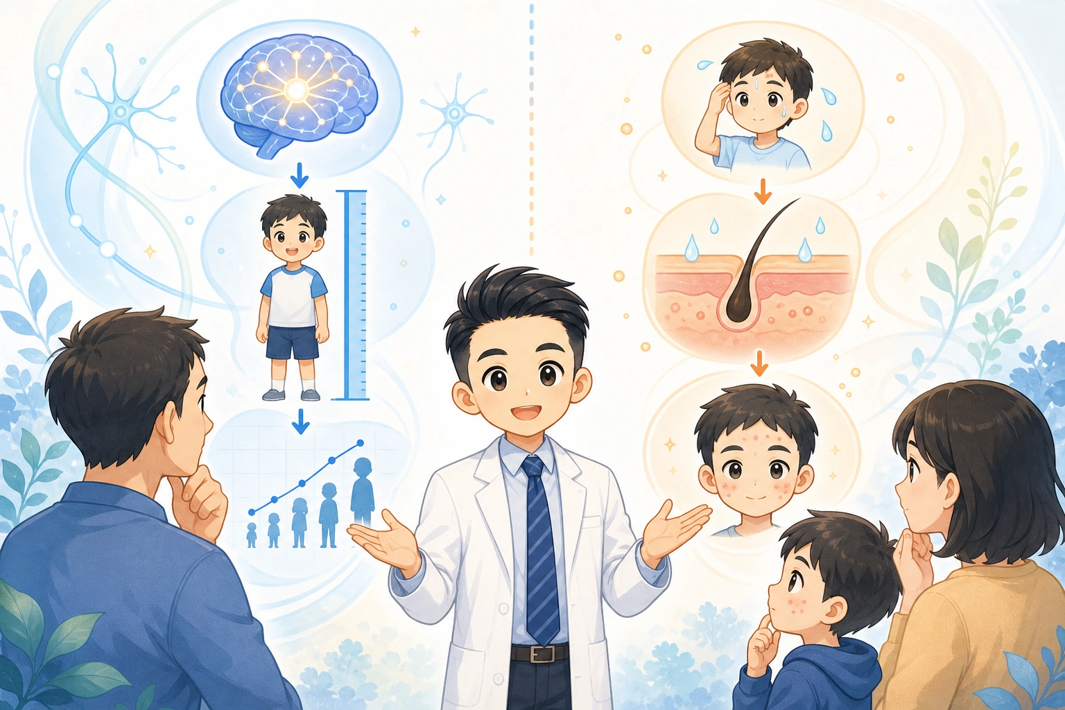 大花醫師整理男孩睪丸變大與腎上腺提早成熟兩條軸線的差別