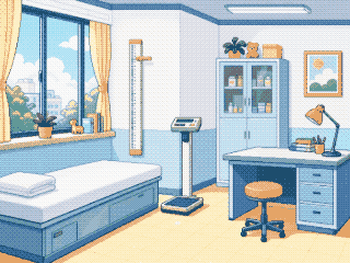 成長曲線物語的大花醫師診間評估場景
