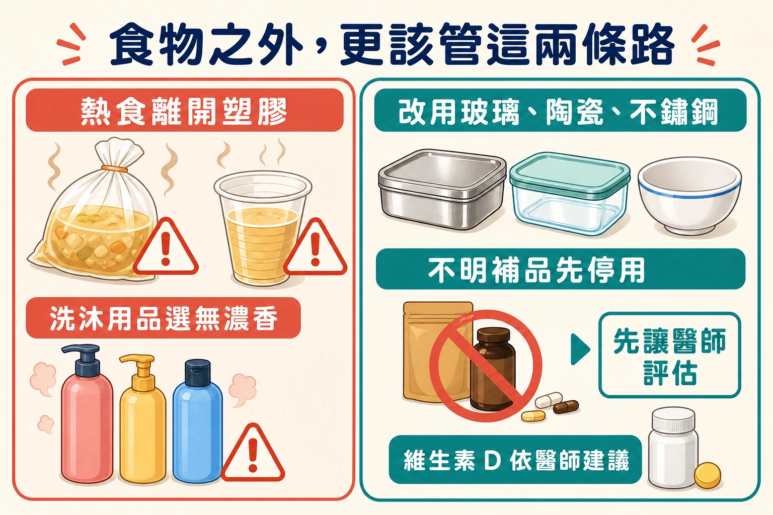 大花醫師提醒塑膠容器裝熱食與不明補品是容易忽略的兒童內分泌干擾來源