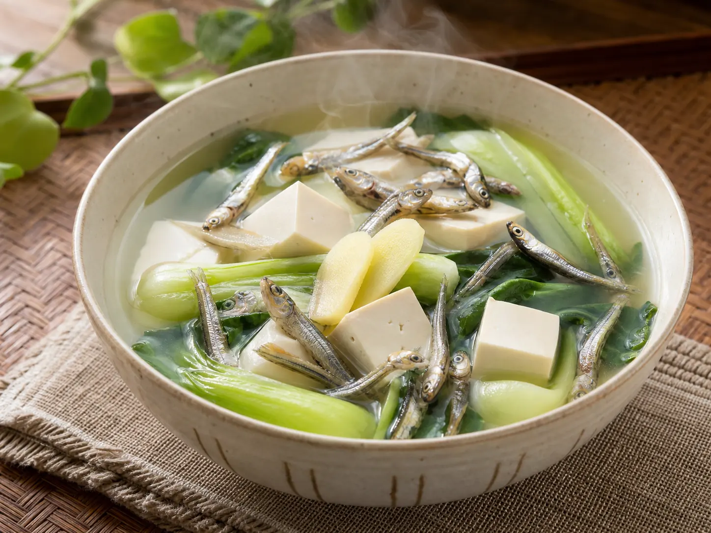 小魚乾豆腐青菜湯